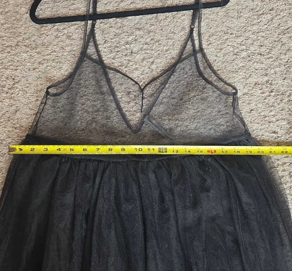 Anthropologie Sheer Black Tulle Midi Dress - Picture 5 of 7